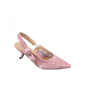 Dior J'Adior Slingback Pump Transparent Mesh Embroidered With Butterfly Motif Pink - 35 Eu 4 Us 23 Cm 9 In