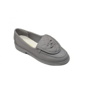 Chanel Cc Nib Turnlock Moccasins Flat Loafers Grey - 37 Eu 6 Us 24 Cm 9 4 In