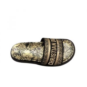 Dior Dway Toile De Jouy Embroidered Slipper Black Gold Tone - 40 Eu 9 Us 25 5 Cm 10 In 2