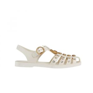 Gucci Rubber Crystal Embellishments Sandals White - 37 Eu 6 Us 24 Cm 9 4 In