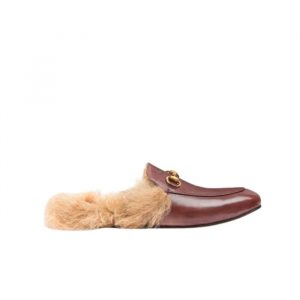 Gucci Princetown Furlined Leather Slippers In Brown - 40 Eu 9 Us 25 5 Cm 10 In