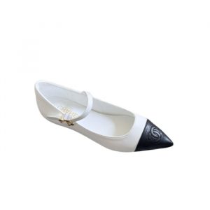 Chanel Pointed Toe Doll Shoes With Gold Flower In White - 40 Eu 9 Us 25 5 Cm 10 In 3