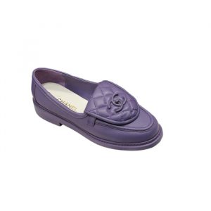 Chanel Cc Nib Turnlock Moccasins Flat Loafers Purple G45474 B15482 Nt971 - 35 Eu 4 Us 23 Cm 9 In