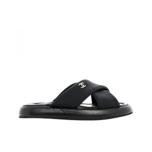 Chanel Cc Logo Criss Cross Slides Black - 38 Eu 7 Us 24 5 Cm 9 46 In