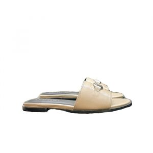 Chanel Slippers With Cc Silver Hardware Beige - 39 Eu 8 Us 25 Cm 9 8 In