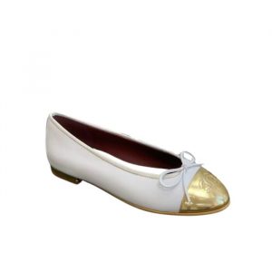 Chanel Leather Cap Toe Ballet Flats White Gold - 40 Eu 9 Us 25 5 Cm 10 In 3