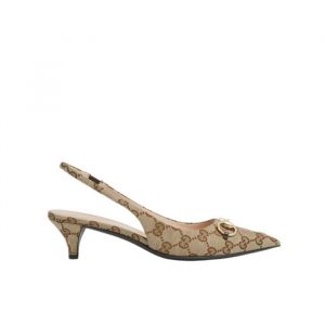 Gucci Women's Gg Canvas Slingback Pump Beige And Ebony Original Gg Canvas 782627 2Hk80 9763 - 37 Eu 6 Us 24 Cm 9 4 In