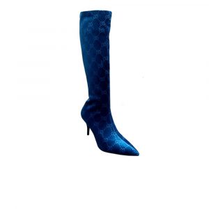DIOR WOMEN'S GG KNEE-HIGH BOOT BLUE - 37 Eu 6 Us 24 Cm 9 4 In