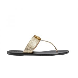 Gucci Double G Thong Leather Metallic Gold ?497444 0B7N0 7100 - 41 Eu 10 Us 26 Cm 10 2 In