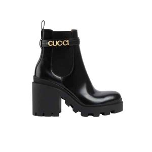 Gucci Women's Ankle Boot With Logo Black 730064 Aabk6 1000 - 38 Eu 7 Us 24 5 Cm 9 46 In