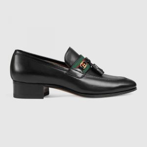Gucci Unisex Leather Interlocking G Black - 35 Eu 4 Us 23 Cm 9 In