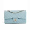 Medium Classic Double Flap Bag Blue Quilted Caviar Light Gold Hardware