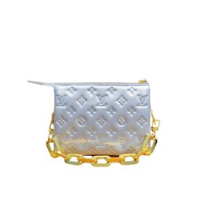 Louis Vuitton Monogram Puffy Lambskin Coussin Bb Silver 21Cm M59277