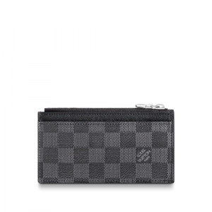 Louis Vuitton Coin Card Holder Black And Grey 14.5Cm N64038