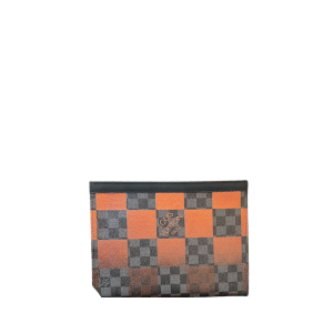 Louis Vuitton Discovery Pochette Damier Graphite Orange Clutch 27Cm N60412
