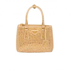 Platinum Prada Galleria Satin Mini-bag With Crystals
