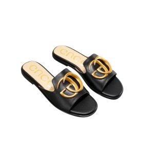 Gucci Princetown Gg Slippers Leather Black - 38 Eu 7 Us 24 5 Cm 9 46 In