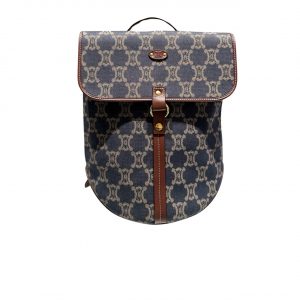 Celine Macadam Backpack Denim Canvas Navy Blue 34Cm