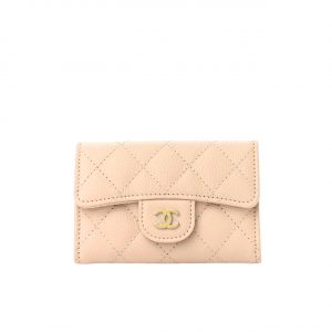 Chanel Classic Card Holder Wallet Beige Ap0214