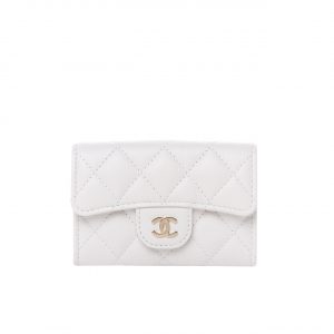 Chanel Classic Card Holder Wallet White Ap0214