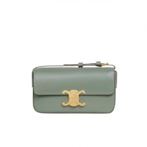 Celine Triomphe Shoulder Bag In Shiny Calfskin Green 20Cm 194143Bf4 31La