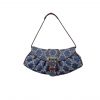 Celine Macadam Denim Leather Shoulder Bag Gold Hardware Blue 27Cm