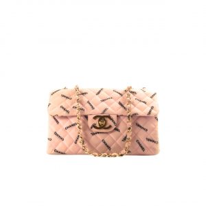 Chanel Vintage Classic Logo Print Jumbo Canvas Xl Maxi Flap Bag Pink 32Cm