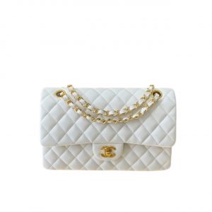 Chanel Classic Medium Handbag White 25Cm A01112