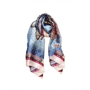Louis Vuitton Carre Monogram World Map Scarf Blue 180cm