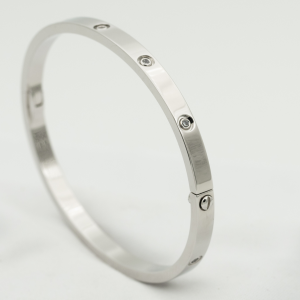[Lucas Jewelry]LOVE BRACELET 3.65MM 10 DIAMONDS - Silver, 17