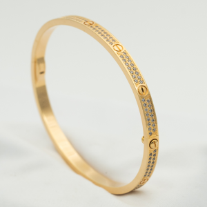 [Lucas Jewelry]LOVE BRACELET 3.65MM DIAMOND-PAVED - Rose Gold, 17