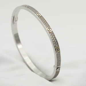 [Lucas Jewelry]LOVE BRACELET 3.65MM DIAMOND-PAVED - Silver, 18