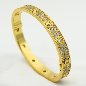 [Lucas Jewelry]LOVE BRACELET 6.1MM DIAMOND-PAVED 10 BIG DIAMONDS - Gold, 16