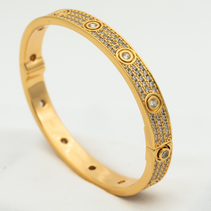 [Lucas Jewelry]LOVE BRACELET 6.1MM DIAMOND-PAVED 10 BIG DIAMONDS - Rose Gold, 19