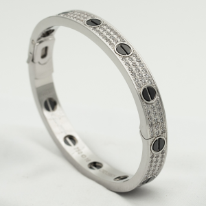 [Lucas Jewelry]LOVE BRACELET 6.1MM DIAMOND-PAVED CERAMIC - Silver, 20