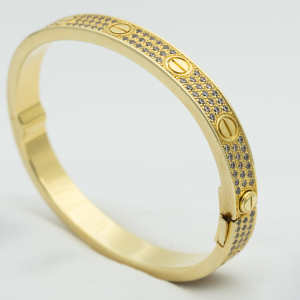 [Lucas Jewelry]LOVE BRACELET 6.1MM DIAMOND-PAVED - Gold, 16