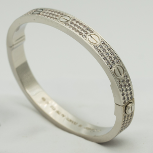 [Lucas Jewelry]LOVE BRACELET 6.1MM DIAMOND-PAVED - Silver, 16