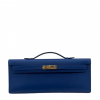 Hermes Kelly Cut Clutch Bleu France Gold Hardware