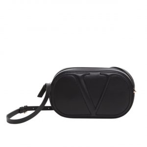 Valentino Vlogo Walk Calfskin Crossbody Bag Black 25Cm