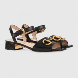 Gucci Women's Sandal With Horsebit Black 655413 Bko00 1000 - 35 Eu 4 Us 23 Cm 9 In
