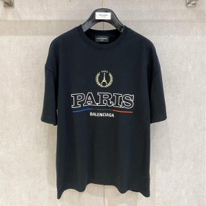 Printed cotton crew neck T-shirt - XL, Black