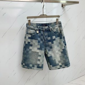 Blue Plaid Denim Shorts - XXL