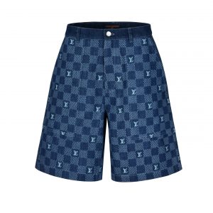 Denim Patchwork Plaid Shorts