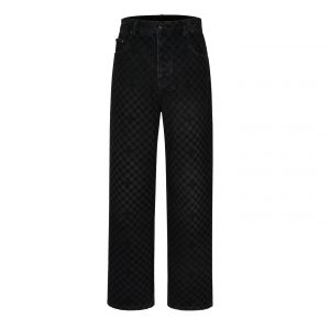 Checkerboard Flocked Jeans - M