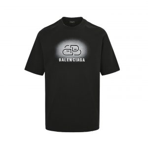 Lock letter embroidered inkjet short-sleeved T-shirt - L, Black