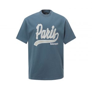 Washed T-shirt with lettering print - M, Navy