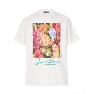 Floral oil painting short-sleeved T-shirt - M
