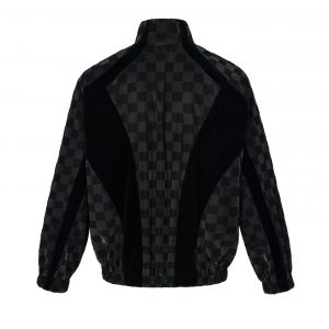 Checkerboard lettering flocked jacket