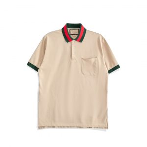 New cotton knitted polo shirt - S, Khaki