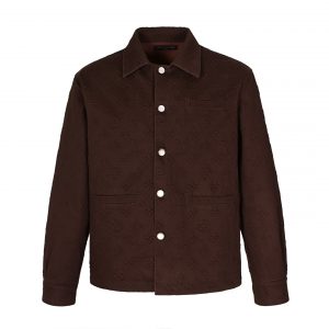 All over printed embossed jacket - L, Coffee